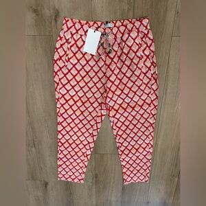 Lanhtropy Red and White Geometric Women's Pants